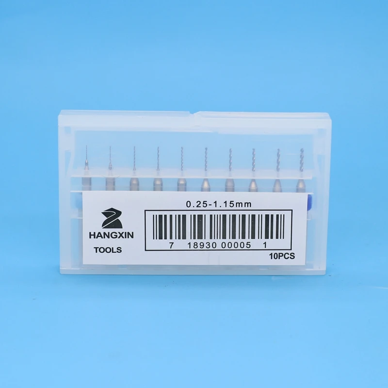 초경 PCB 드릴 세트 0.25-1.15mm, 목재 절단기 CNC 라우터 오거 10 피스