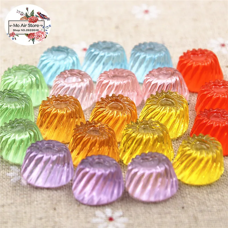 20PCS 10x17mm multicolor round transparent candy Resin Flatback Cabochon Miniature Food Art Decoration Charm Craft