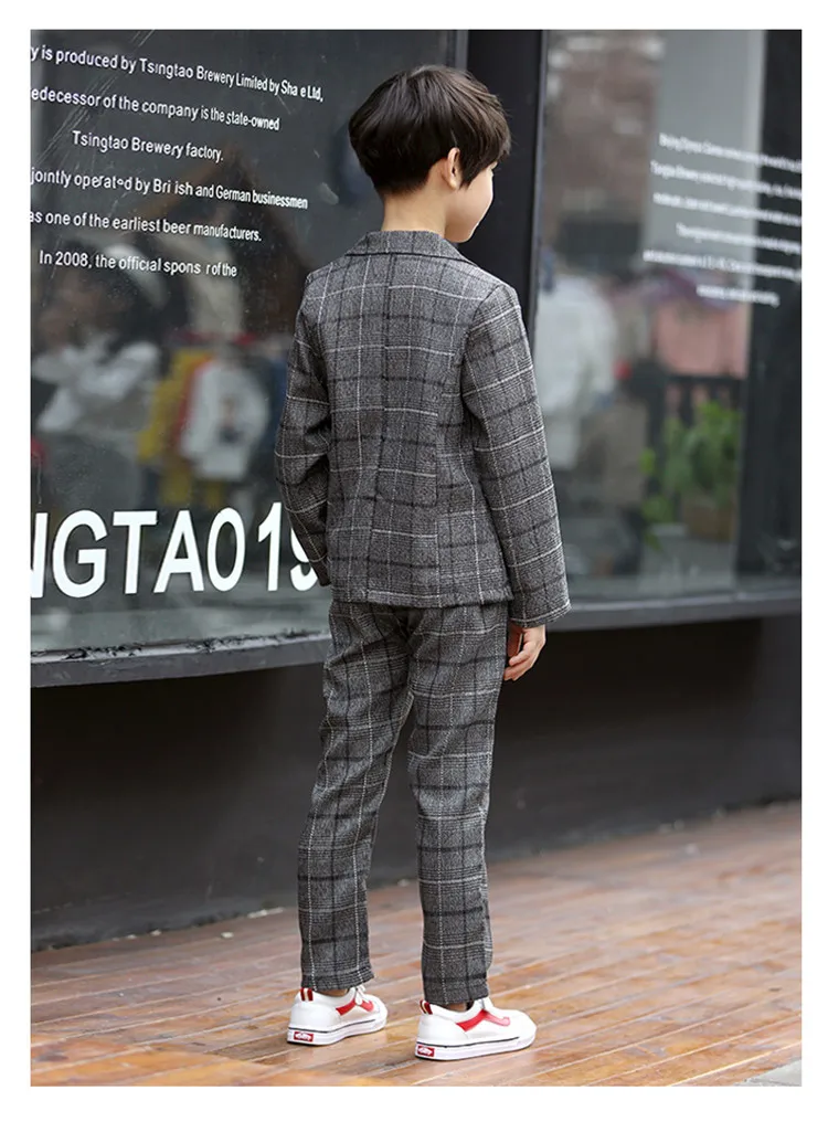 Modische Slim-Fit Kinder-Anzüge für Jungen, Formelle Blazer-Zweiteiler für Teenager, Party-Outfit, Kleidungsset für Alter 4-13 Jahre – Detail 4