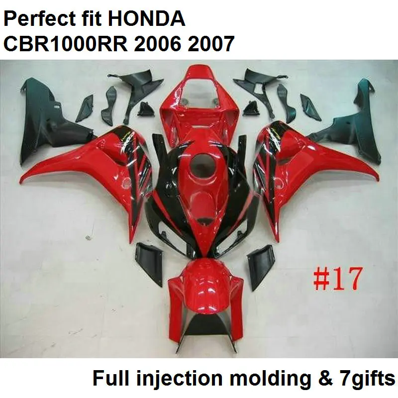 

Литой под давлением, бесплатный комплект обтекателей для Honda CBR1000RR 2006 2007, красный, черный, комплект обтекателей CBR 1000RR 06 07 NV77