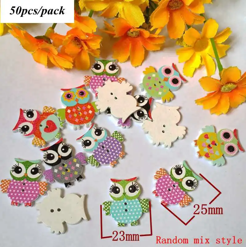 30/50pcs/package Wholesale Mix Styles Random Send Cartoon Flatback Wooden Buttons For Craft DIY Scrapbooking Sewing Crafts L-1