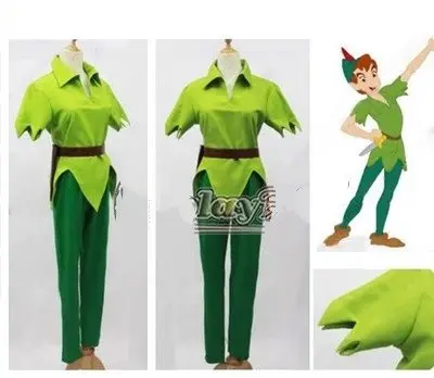 Amine Movie Peter Pan and Wendy Cosplay Costume Peter Pan Green Fancy Outfit Halloween Carnval Uniforms