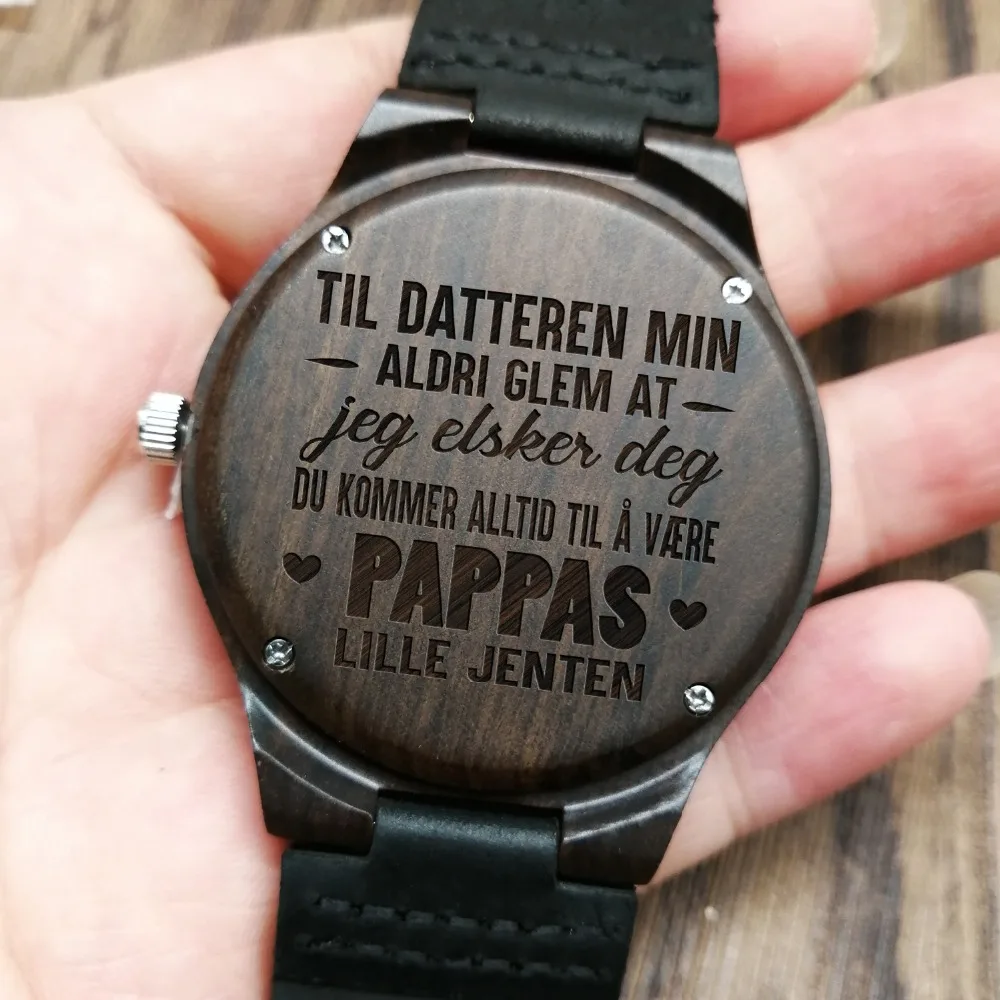 Reloj de cuarzo de madera tallada Dad To My Datteren, regalo de recompensa de cumpleaños de Graduación