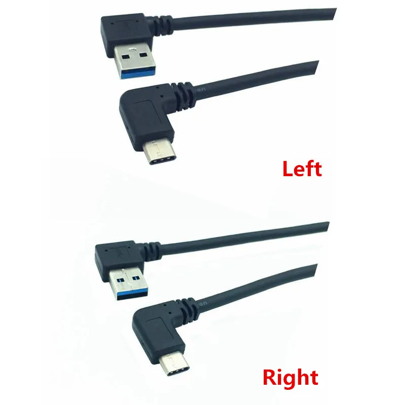 90-градусный левый правый угол USB 3.0 Type-A «папа» на 90-градусный левый угол USB3.1 Type-C «папа» USB-кабель для синхронизации данных и зарядки