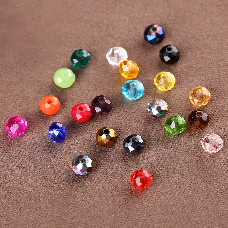 100pcs Assorted Colors 6mm Faced Glass Beads Crystal Rondelle Beads Diy Multipurpose Decorative Beads Spacer Beads Charms