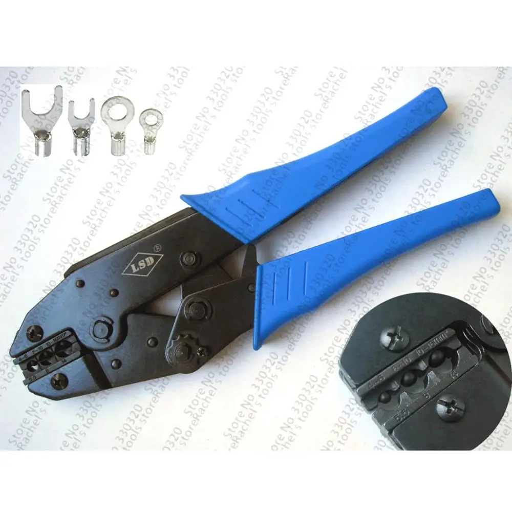 LS-616TD Non-insulated terminal hand crimper tool for cable lugs range 4-16mm2 ratchet crimping pliers 12-6AWG
