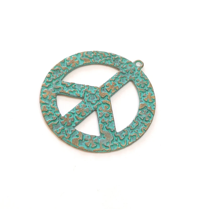 New 3pcs 45mm Patina Plated Zinc Alloy Green A Symbol of Peace for DIY Bracelet Necklace Jewelry Findings Gifts