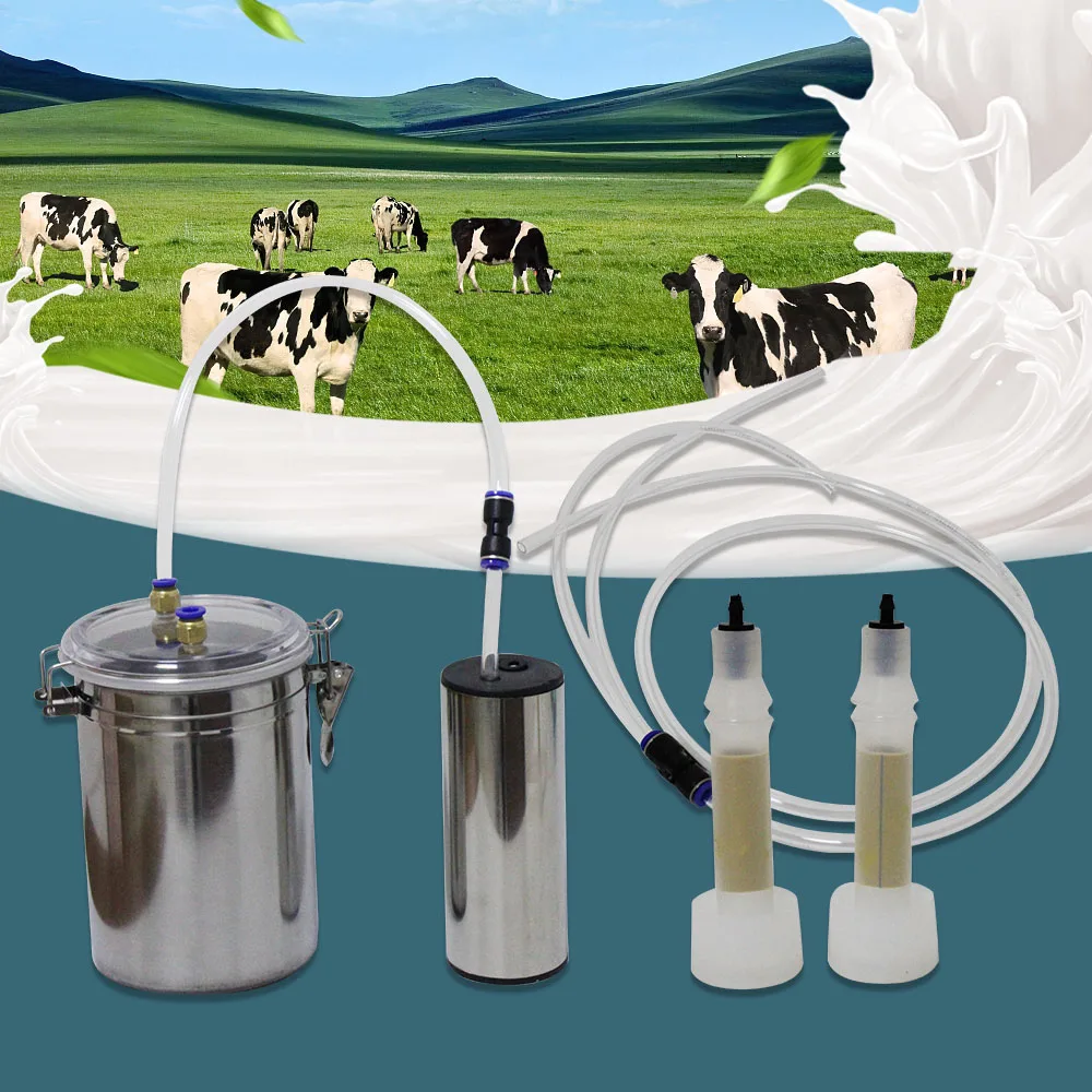 2L Electric Cow Milking Machine 75Kpa Vacuum Pump Milker Double Head EU/US/AU Plug Milking Machine