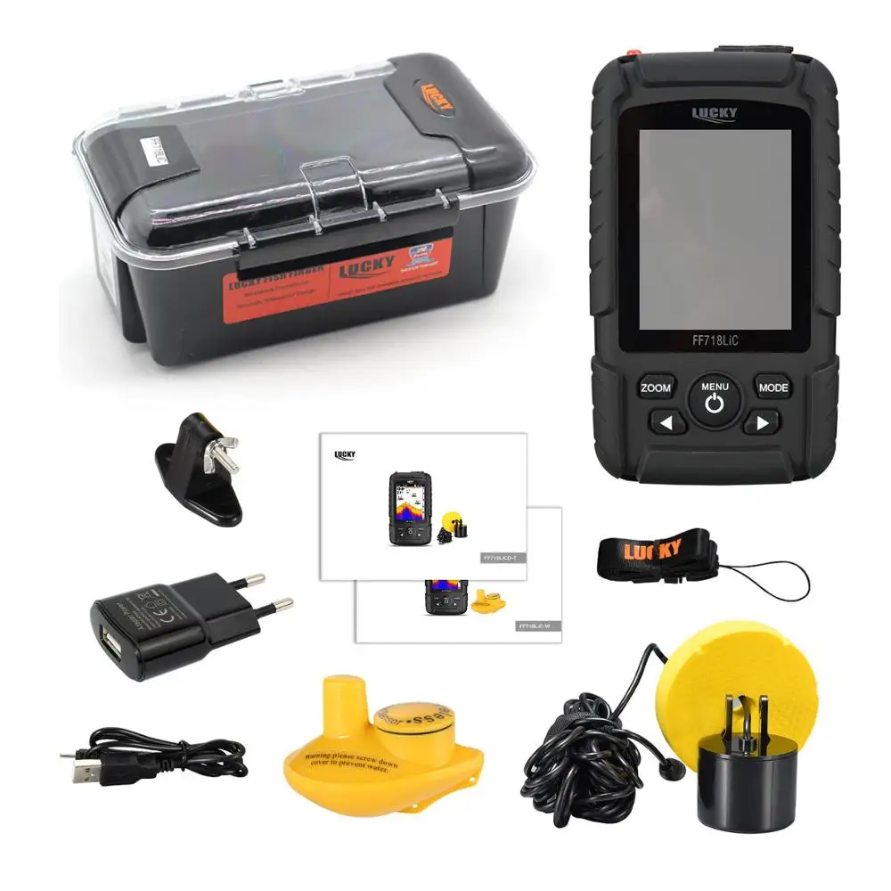 LUCKY-Portable Fish Finder Monitor Dual Sonar328ft 100m Detection Depth Echo Sound FF718LiC 2 in 1