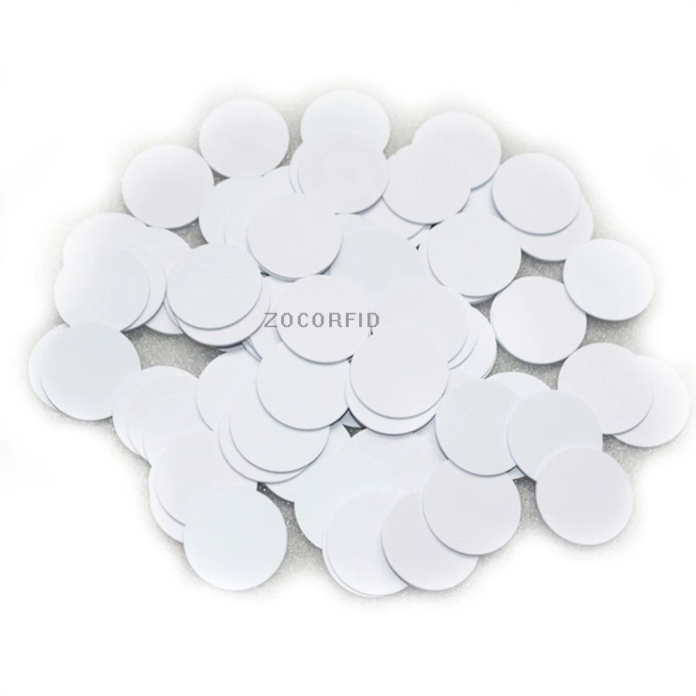 100pcs Waterproof 125KHz RFID Tag Proximity Contactless ID Card PVC Coin Disk Token EM4100 compatible for Access Control