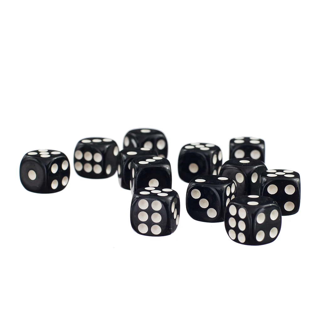 50 pz/set D6 sei lati Spot dadi gioco da tavolo dadi per Dungeons & Dragons gioco TRPG Home Party intrattenimento 12mm nero