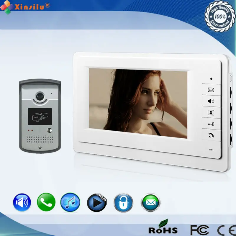 7 Inch LCD Monitor ID Card Access Control  Wired Intercom Video Door Phone V70F-ID