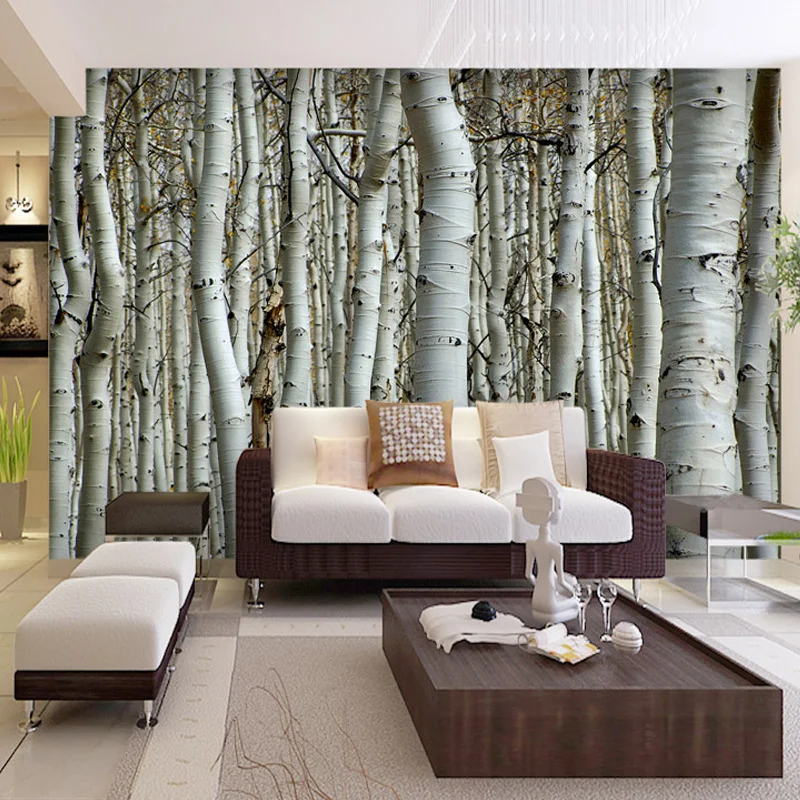 Custom Modern Natural Landscape Birch Forest Photo Wallpaper Restaurant Living Room Sofa Backdrop Mural Papel Tapiz For Walls 3D