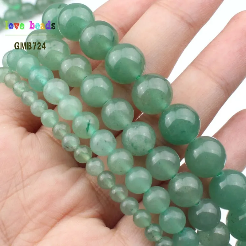 Natural Stone Beads Green Aventurine Round Loose Beads for Jewelry Making DIY Bead Bracelet 15\'\' Strand Pick Size 4/6/8/10/12mm