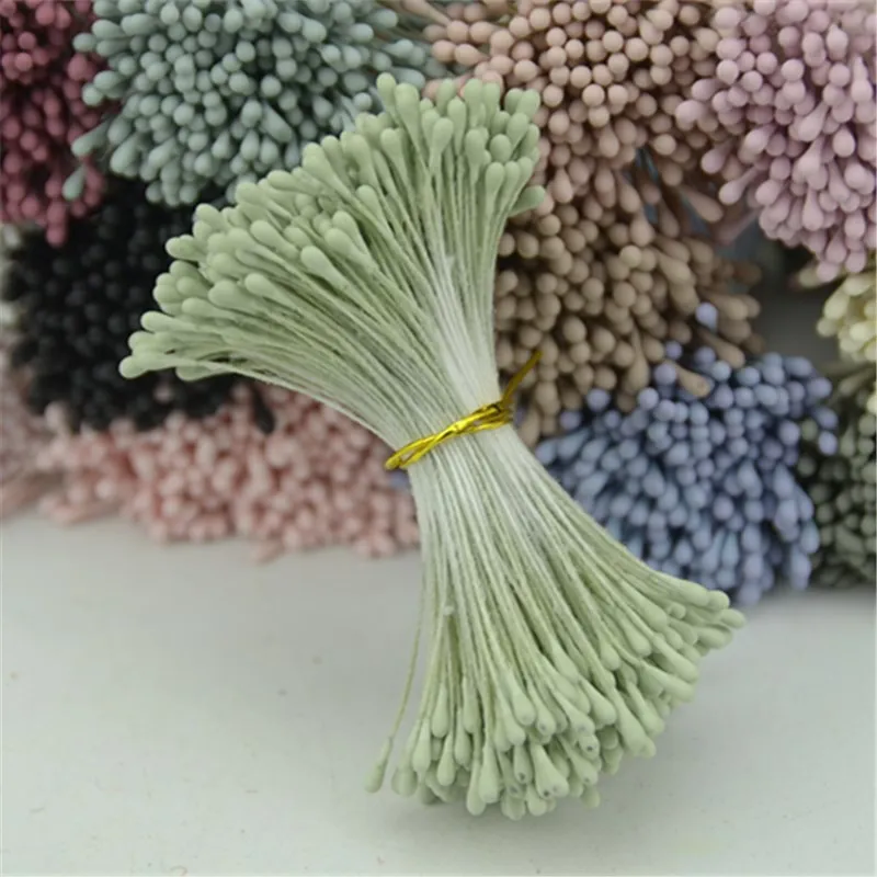 Double têtes de fleurs rétro 1mm, 400 pièces, Mini étamine mate, pour décoration de mariage, DIY bricolage, fausse noël, Scrapbooking, boîte cadeau artisanale