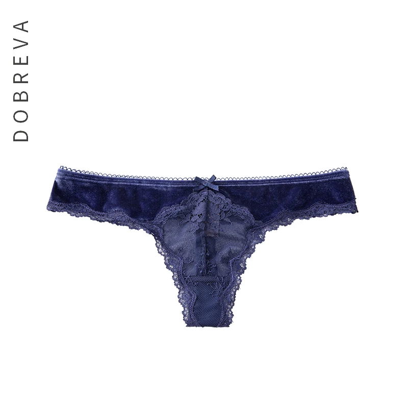 DOBREVA Women's Low Rise G-String Velvet Thong Panties