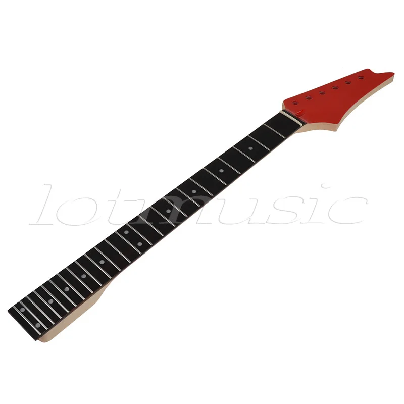 Electric Guitar Neck Red Gloss 24 Fret Square Heel Rosewood Fretboard.