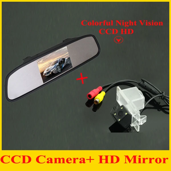 Car rear view parking rearview camera + 4.3 inch car monitor mirror TFT LCDFor Ssangyong Kyron Rexton Korando Actyon