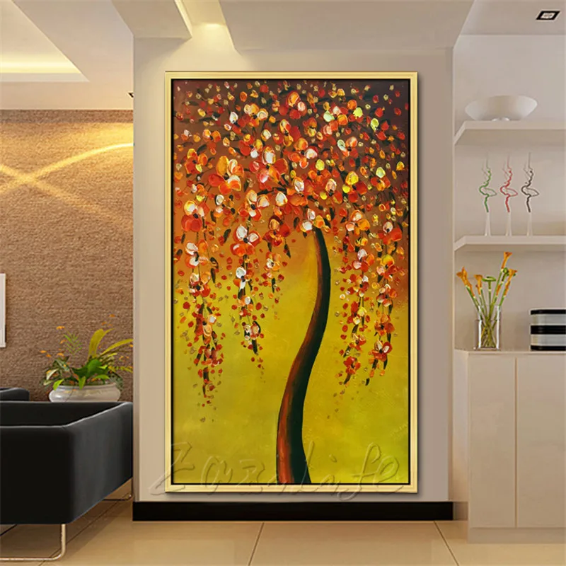 

Canvas Painting Hand Painted palette knife 3D texture Flower Tree Wall Pictures For Living Room Christmas decorations for home42