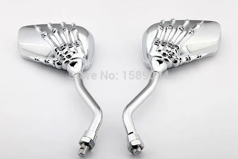 1 Pair Motorcycle Mirror Classic Chrome Skull Style Hand Claw Side Rearview Mirrors For KAWASAKI VULCAN VN 750 800 900 1500 1600