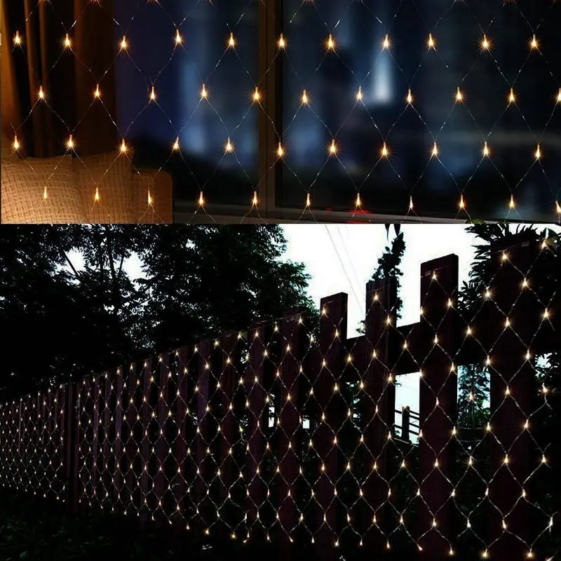 

100pcs 96led mesh net string light 1.5mx1.5m Web Fairy Light Christmas Wedding Party Garden Xmas Garland Decor-7colors optional