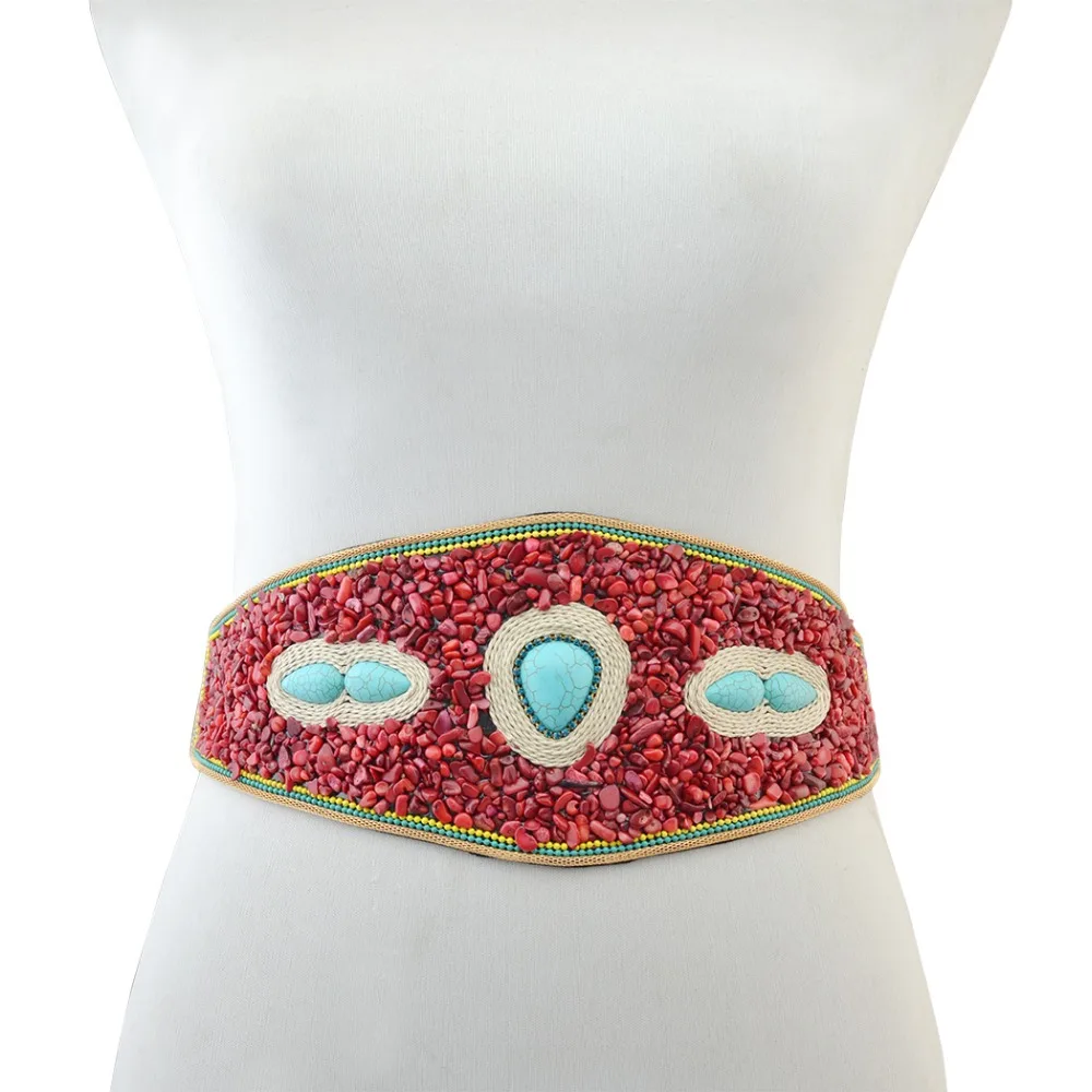 Mongolian Blet Charms Ethnic Mongolia Waist Belly Chain Inlay Natural Stone Body Handmade Mongolia Chain