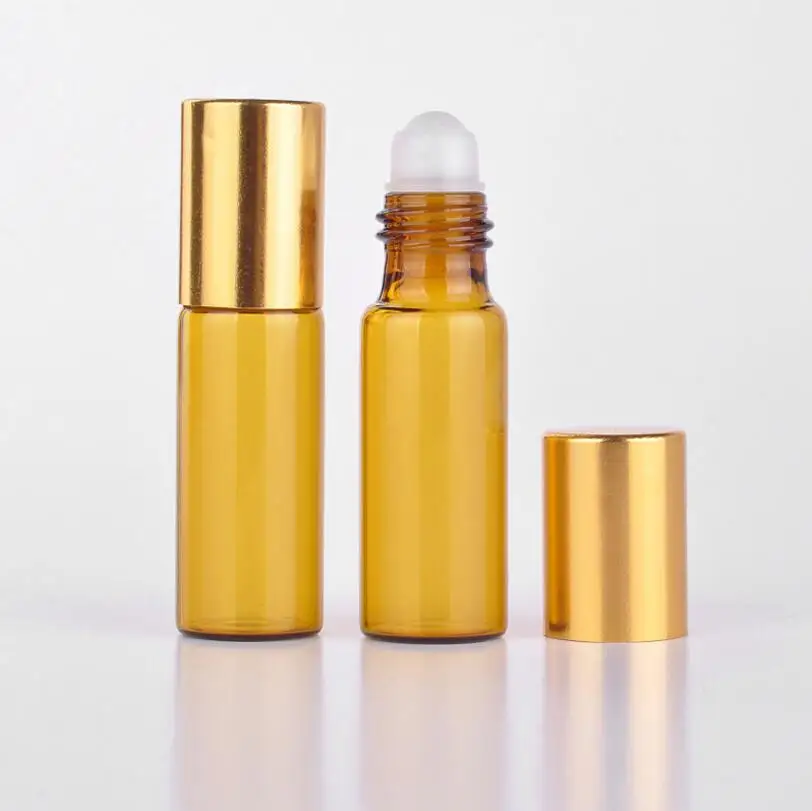 

Wholesale 500 Pcs/Lot 5 ML Portable Amber Glass Refillable Perfume Bottle With Roller For Traveler