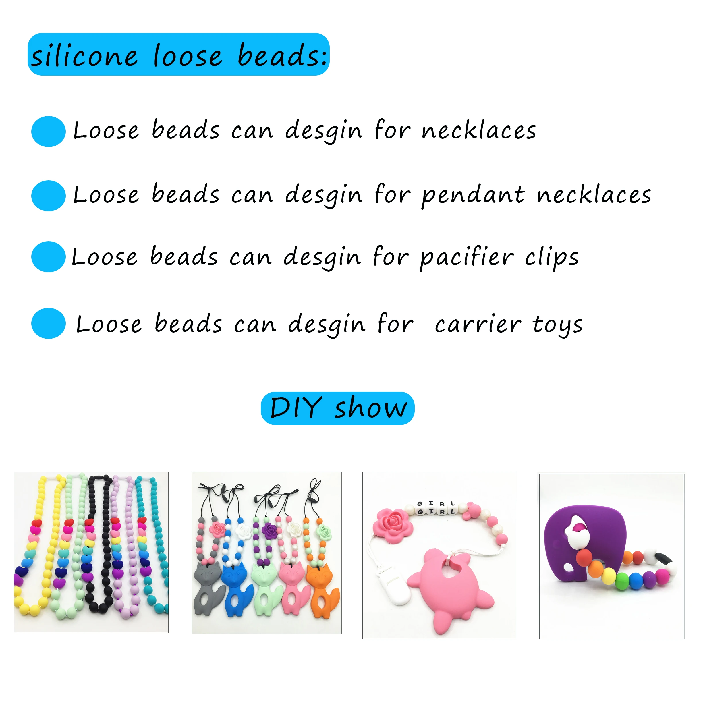 Food Grade Silicone Teeth Beads DIY Necklaces Baby Bracelets Babies Chewing Jewelry Teethers Necklaces Mom Jewelry 100pcs/lot