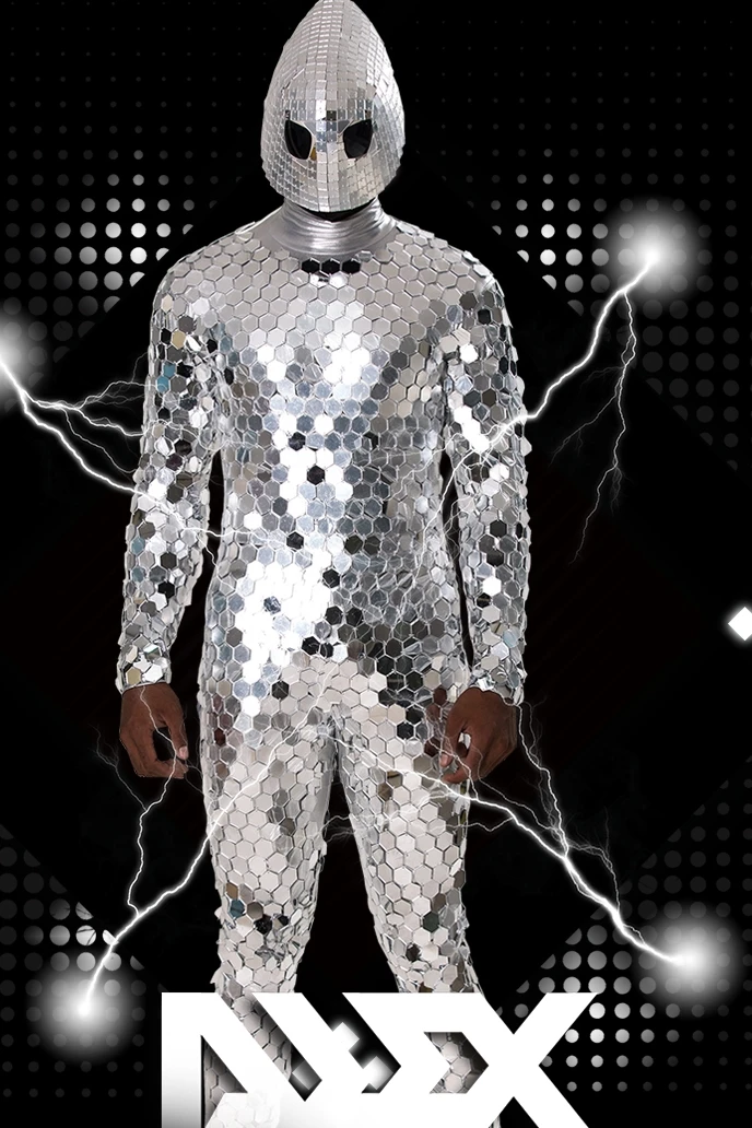 Future technology alien mirror costume stage show man male nightclub gogo  commercial men's dance clothing