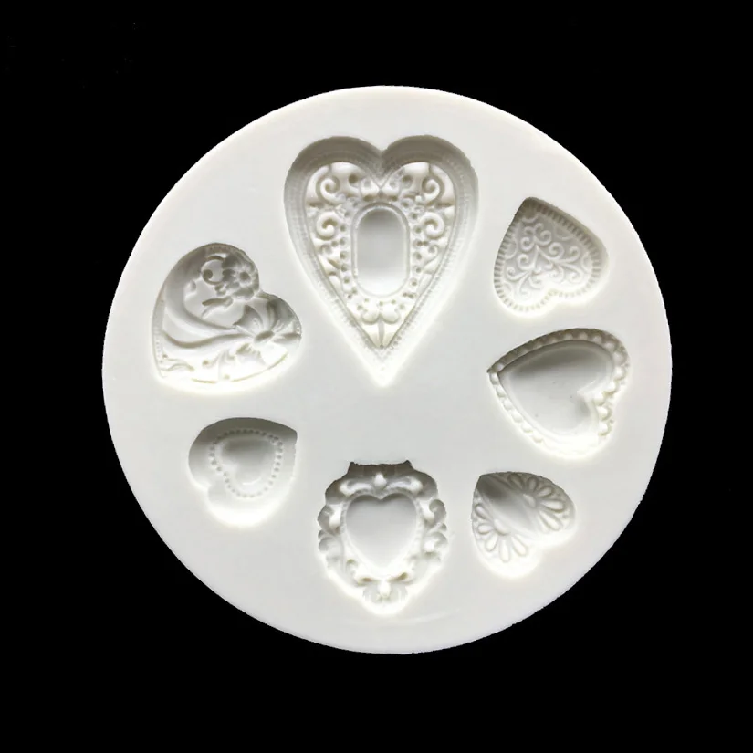 7 Heart 100% Platinum Silicone Sugarcraft Mold Fondant Cake Decorating Tools Bakeware