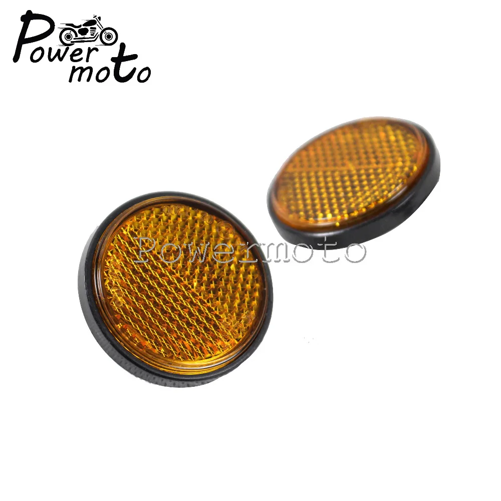 2PCS 4.5CM Round Motorcycle Red Yellow Reflectors Safety Warning Bolt-On Reflective Plates Universal For ATV Dirt Bikes Trailers