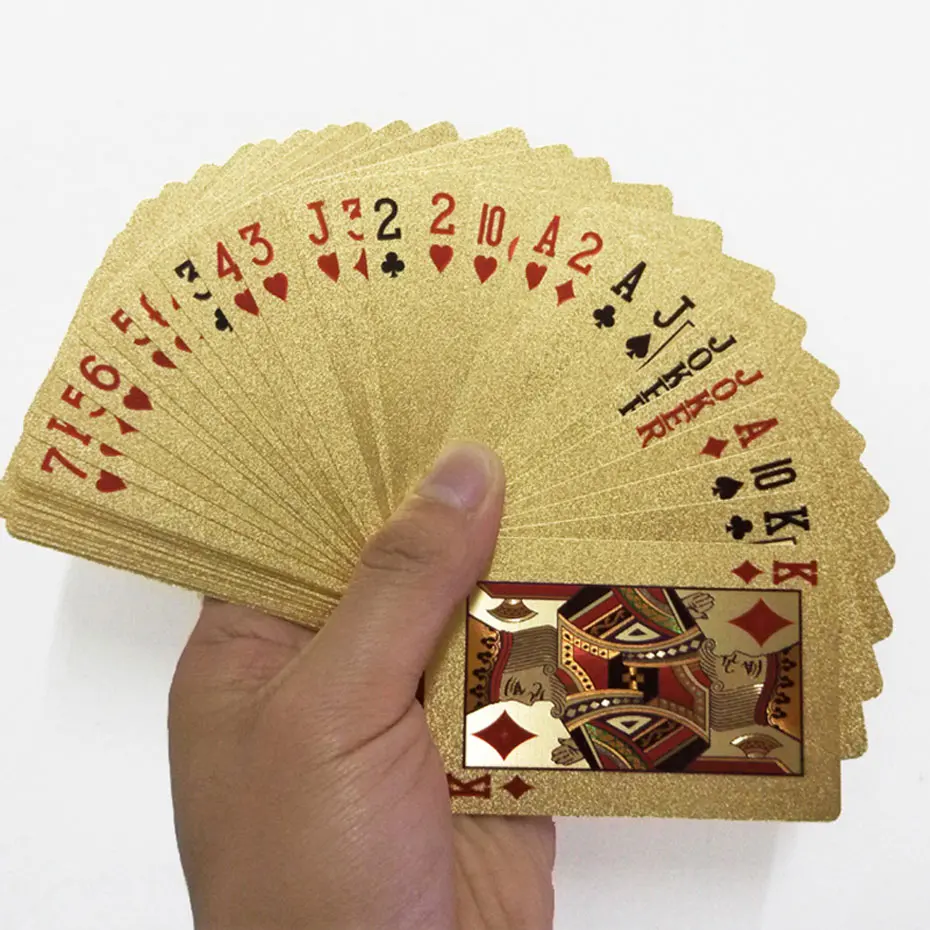 Gold Foil Poker Set Waterproof Cards Luxury Golden Playing Cards Game Plastic Foil Poker Durable Gift Collection