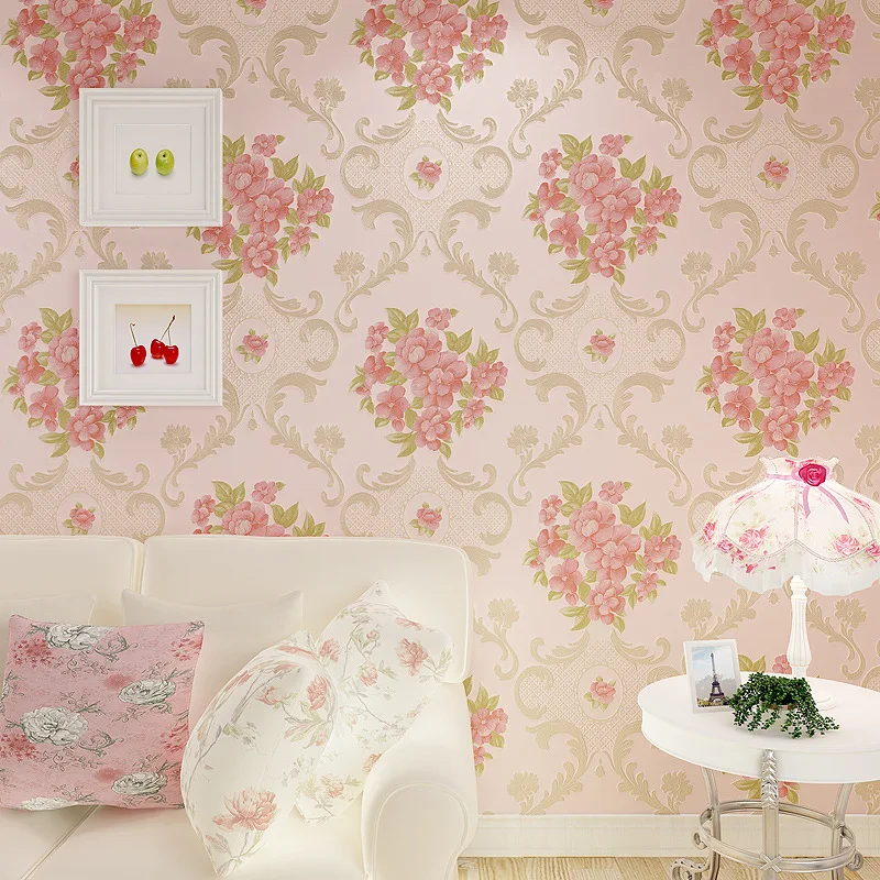 

beibehang wall paper Fine pressure Continental garden three dimensional non - woven wallpaper warm bedroom living room full shop