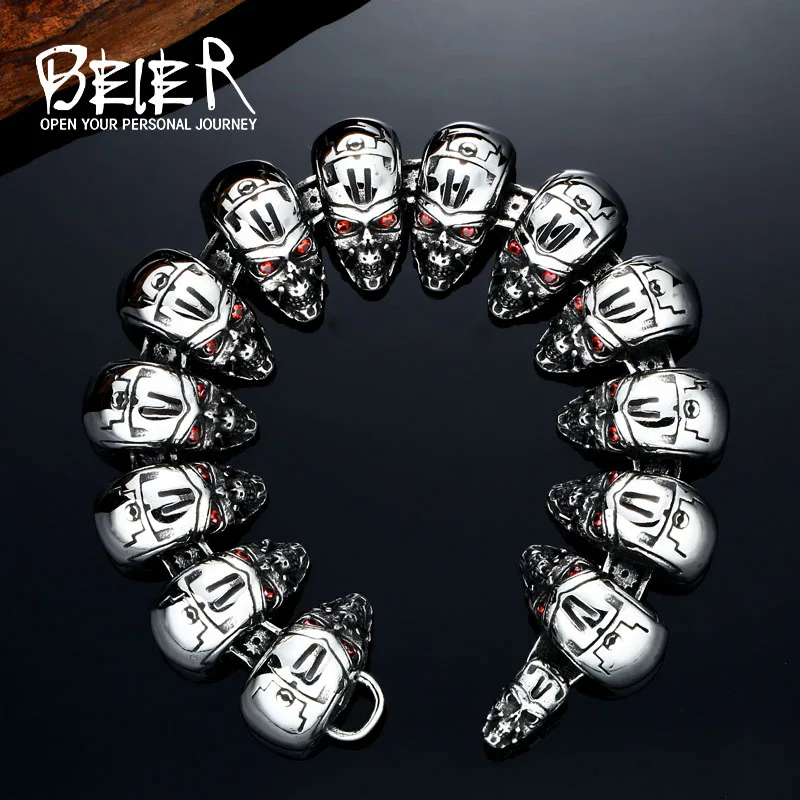 BEIER Punk Men bracelet 316L Stainless Steel Judgment Day Terminator Bangle Moive jewelry BC8-011