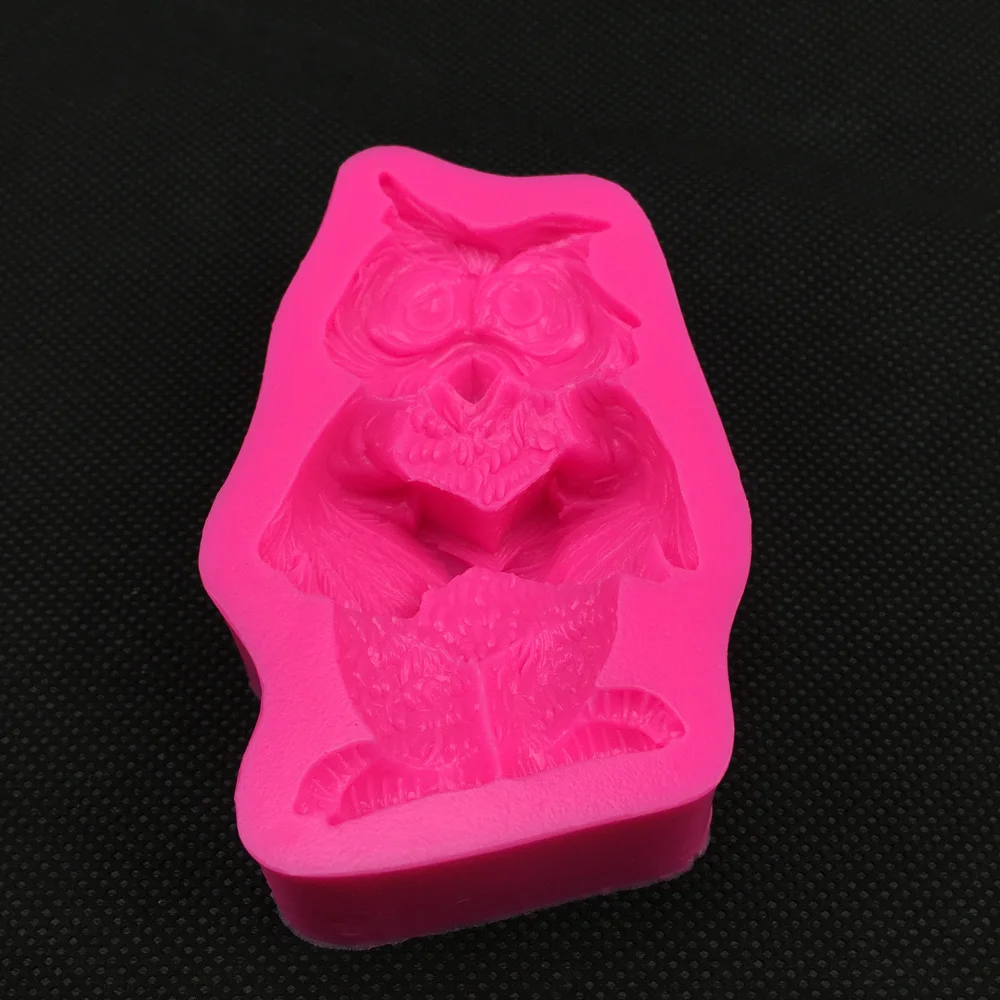 Owl 3D Reverse sugar molding Food Grade silicone mould for soap candle polymer clay molds chocolate cake decoration tools FT0404