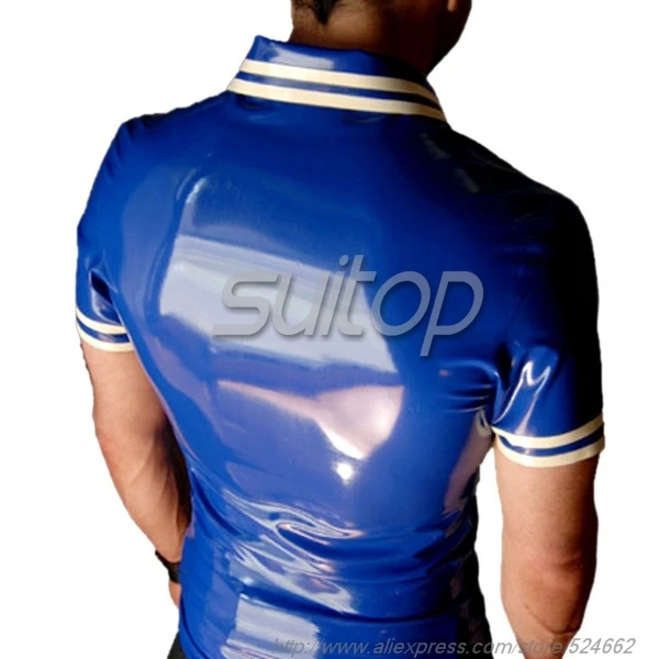 Men 's casual latex T-shirt Rubber Tee shirts top