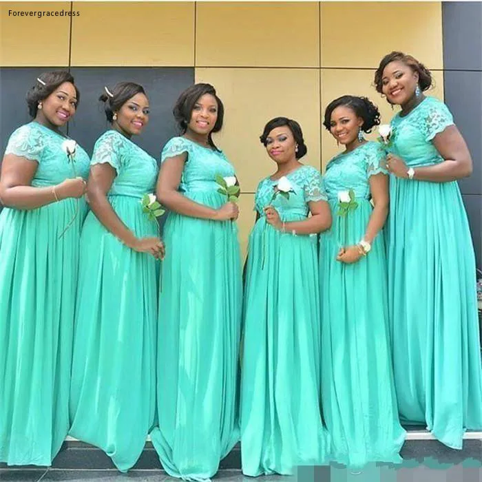 

2019 Mint Bridesmaid Dress South African Nigeria Summer Country Garden Formal Wedding Party Guest Maid of Honor Gown Plus Size