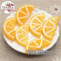 Pomarańczowy kawałek owoców 20szt 20mm żywica Flatback Cabochon miniaturowe jedzenie akcesoria plastyczne Decoden Charm Craft