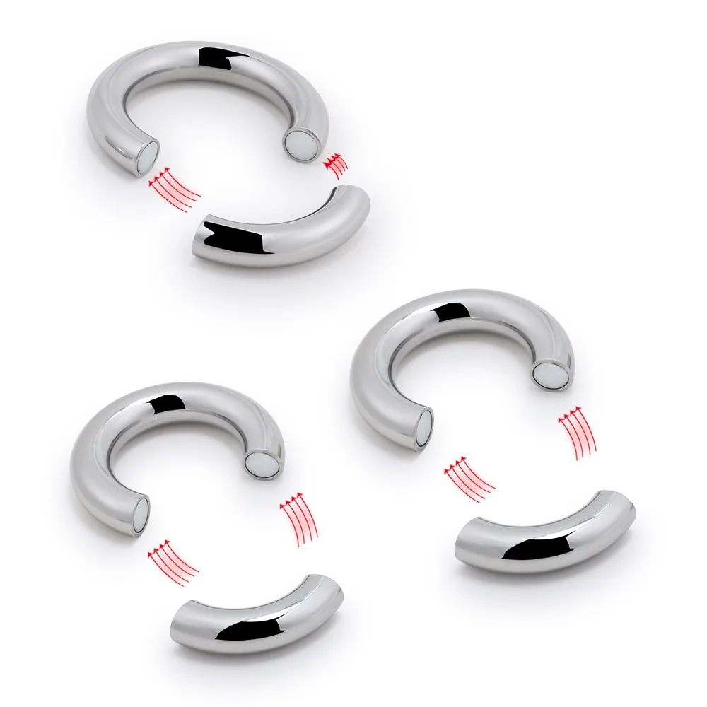 7 size for choose Heavy Duty male Magnetic Ball Scrotum Stretcher metal penis cock lock Ring Delay ejaculation BDSM Sex Toy men