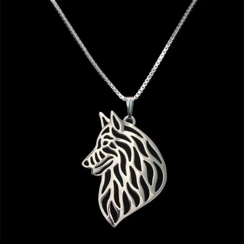 Lovers' Groenendael Pendant Necklaces Women's Alloy Belgian Tervuren Necklaces Drop Shipping