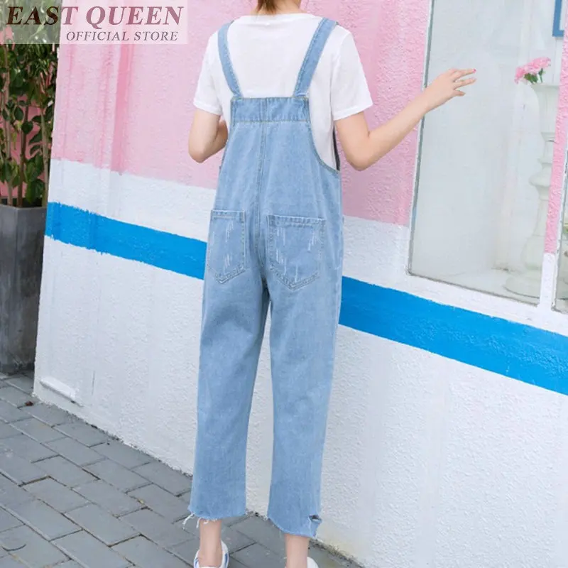 ผู้หญิง jumpsuits 2018 denim กางเกงยีนส์ overalls สำหรับผู้หญิง elegant ข้อเท้าความยาวกางเกงสำนักงานกระเป๋า jumpsuit rompers DD567 L