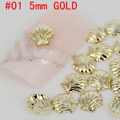 

Beauty Shell Shape Design 300pcs 3D Metal For Nails Art Decorations Free Shipping Gold/Silver Tips Metallic Studs stickers