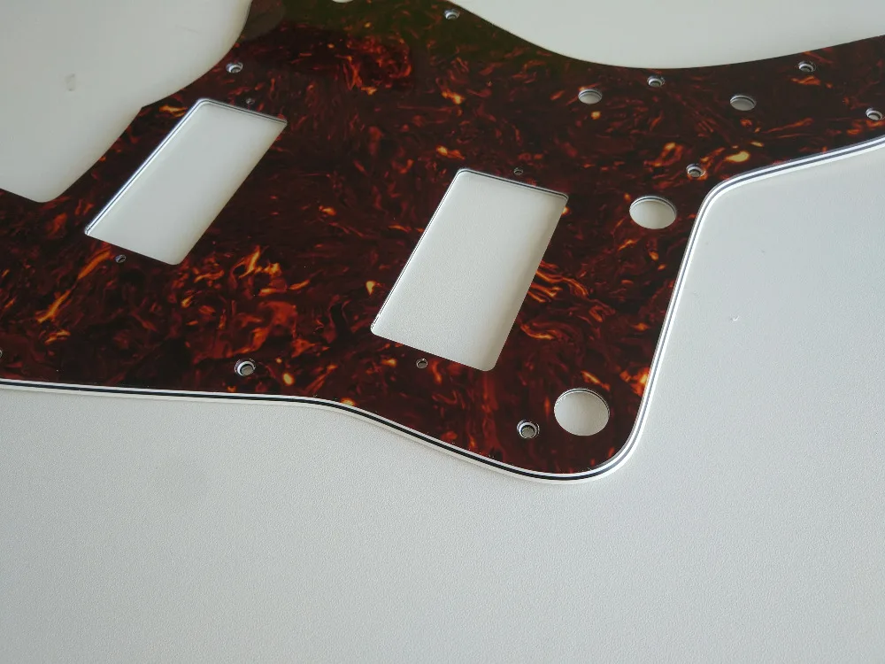 Pleroo Custom Guitar pickgaurd - For MIJ Jazzmaster Guitar Pickguard with PAF Humbucker, 4 Ply Brown Tortoise