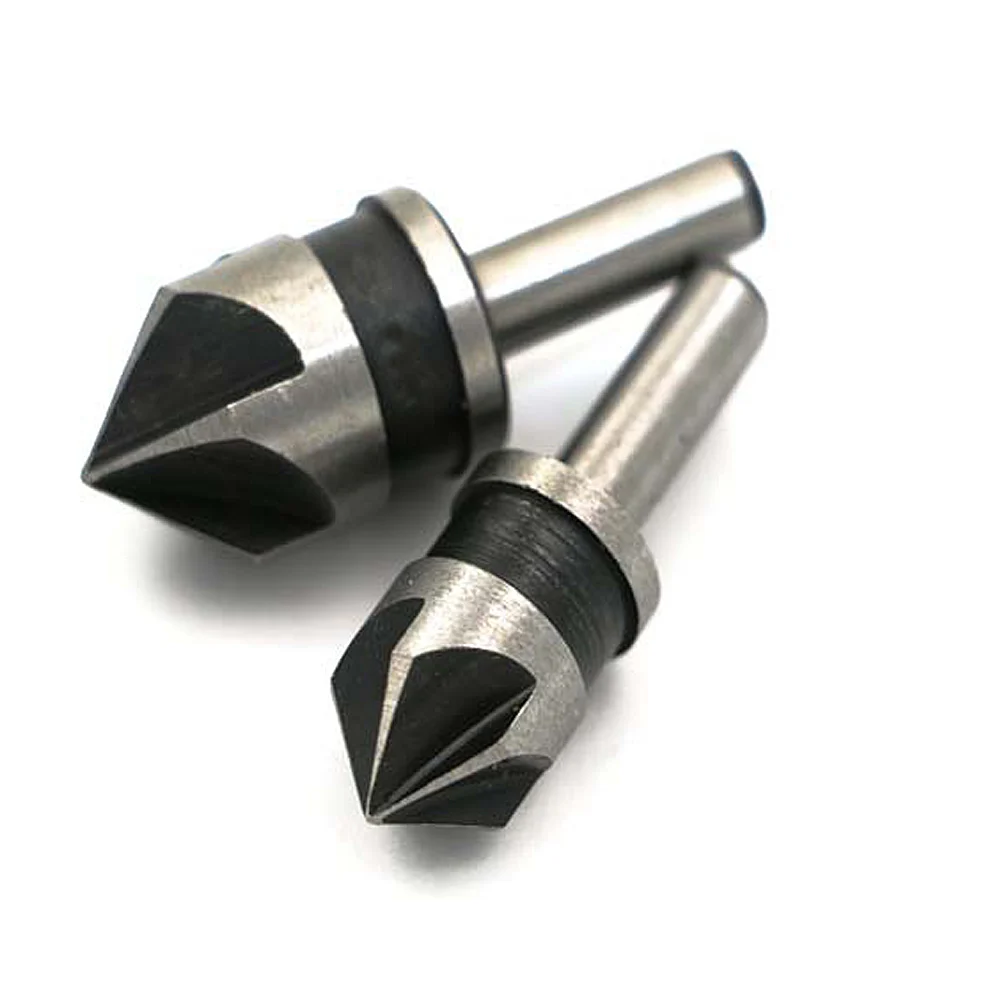 2Pcs 82 Degree Chamfer Angle HSS 5 Flute Countersink Drill Bit Set Tool Counter Counter Sink Edge Chamfer Cutter set