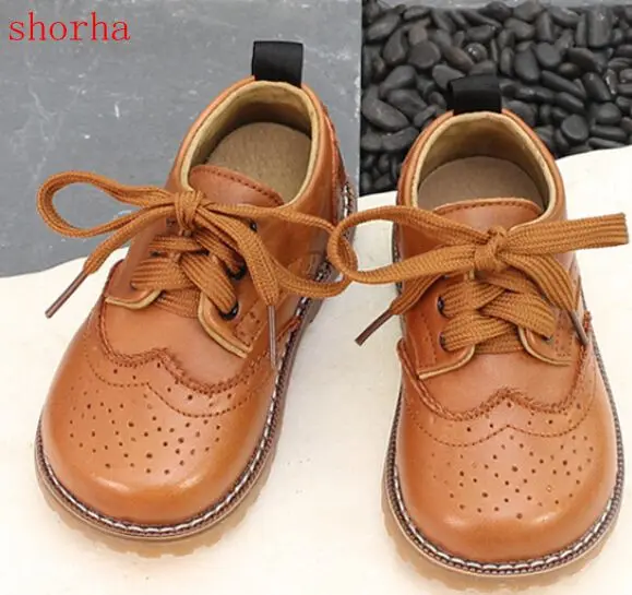 autumn new children's shoes leather  boys and girls leather shoes Korean version Children's wedding shoes Cowhide flat bottom