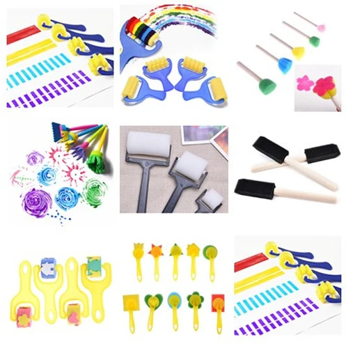 Sponge Painting Brushes Children Painting Brush Kids DIY Graffiti Drawing Toys Kindergarten Early Educational Toy Supplies