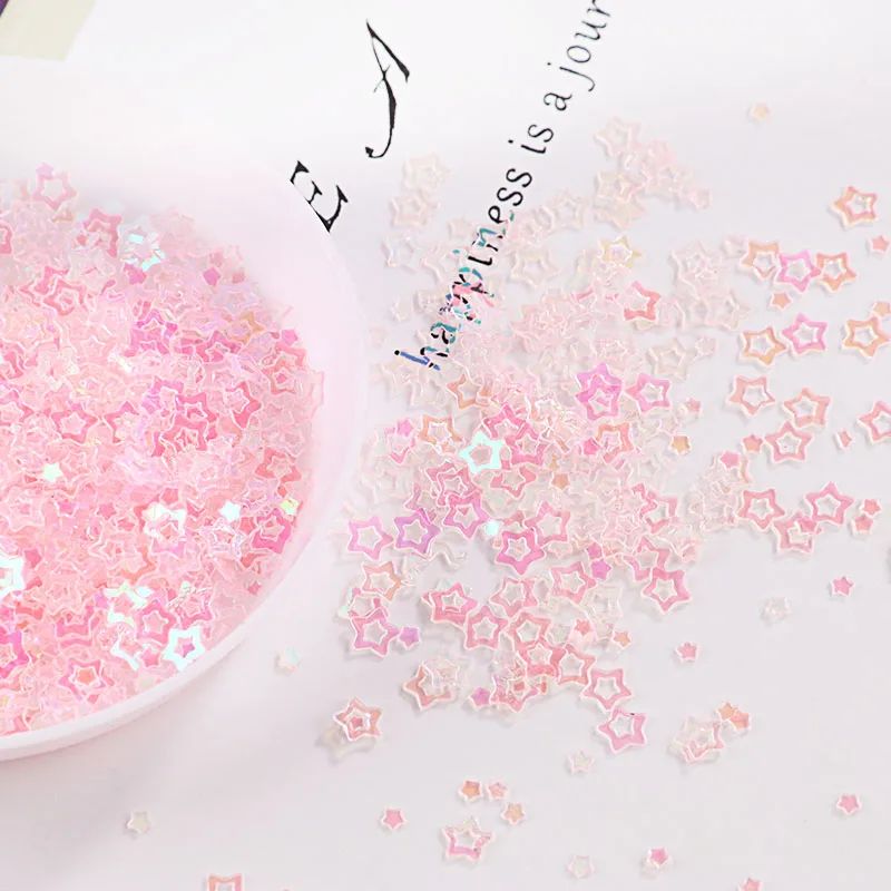 10g/Pack Various Shape Transparent Pink Color Nail Sequins for Nail Art Art Decorations Confetti Nail Star Sequins