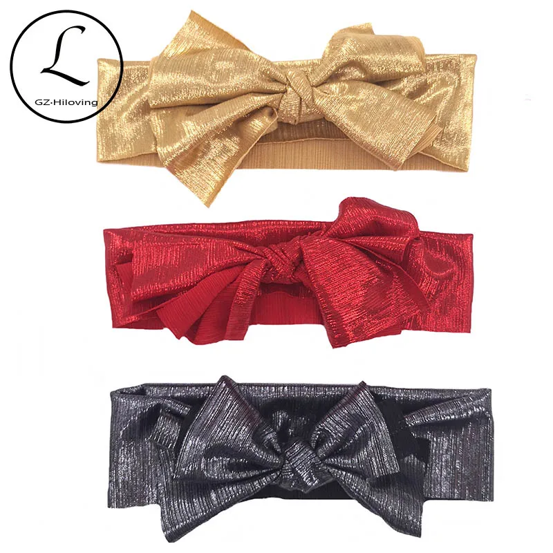 

GZhilovingL Baby Girls Boys Big know bow head bands New Kids Childs Toddler Thin Stretch Shinning Party Hair bands Accessories