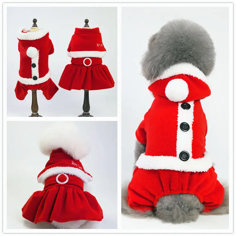 

2023 New Year Christmas Dog Clothes Winter Coat Clothing Santa Costume Cute Puppy Teddy Outfit For Dogs Pet Christmas Clothes