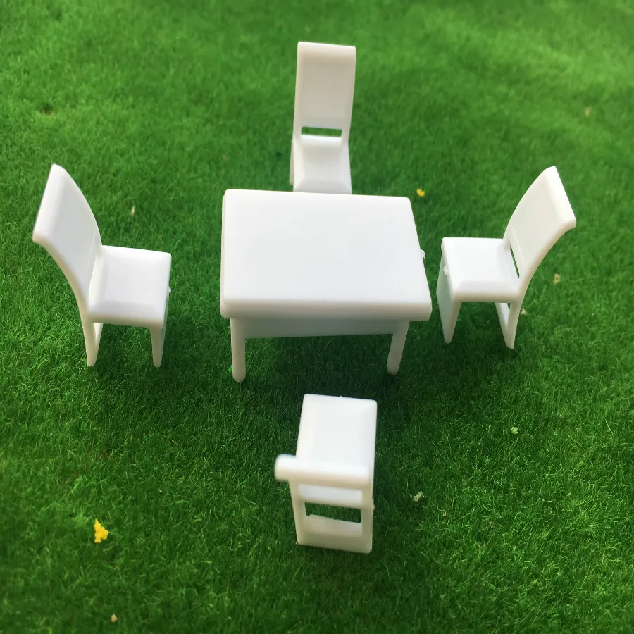 10sets 1/50 Miniature Kitchen Dining Table Chair Model DIY Dollhouse Diorama Layout Architectural Dining Game Toys